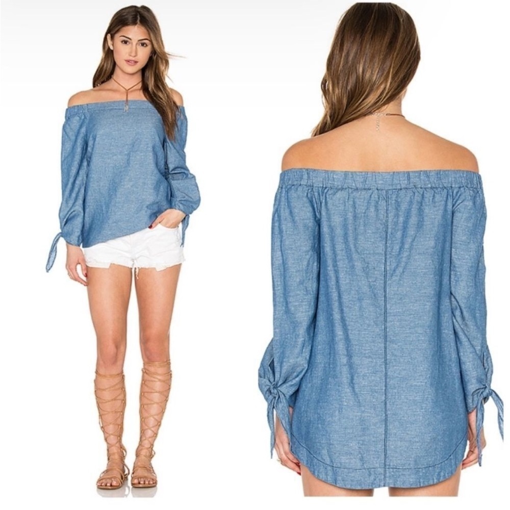Free People Show Some Shoulder Chambray Top